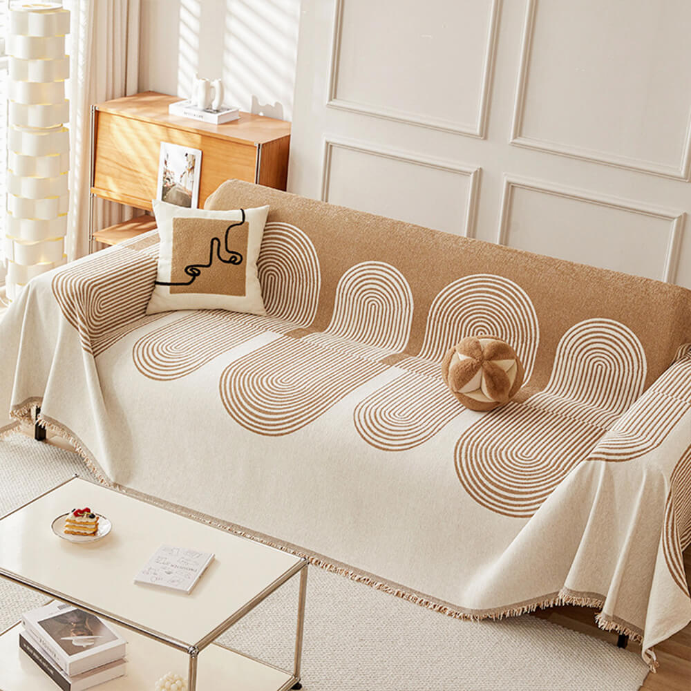 Copertura per divano in chenille reversibile con motivo geometrico