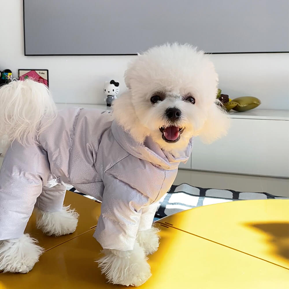 Cappotto con cappuccio impermeabile per cani caldo e lussuoso con chiusura a scatto sul retro