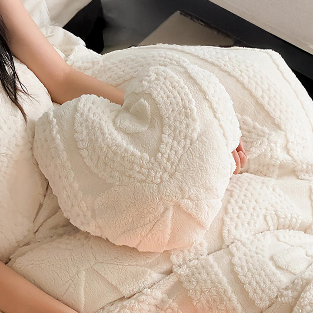 Ensemble de draps de luxe en velours de lait princesse sculpté à fleurs