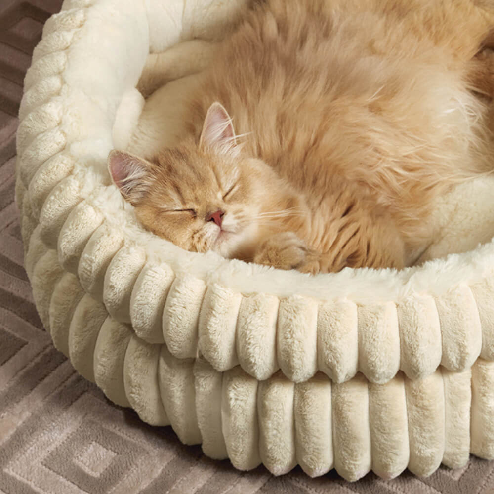Letto per cani e gatti in pelliccia artificiale di coniglio, minimalista, rotondo, caldo, in velluto