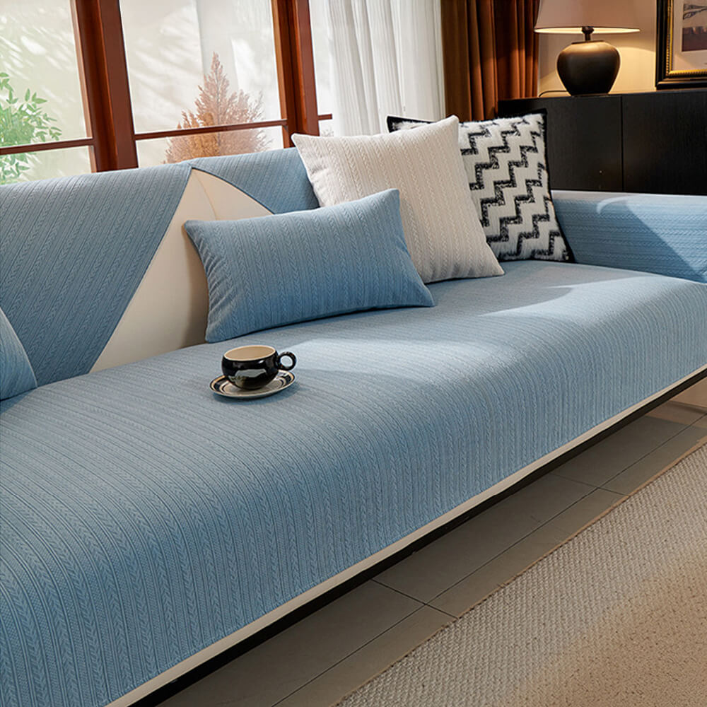 Copertura per divano in chenille a strisce di grano impermeabile minimalista