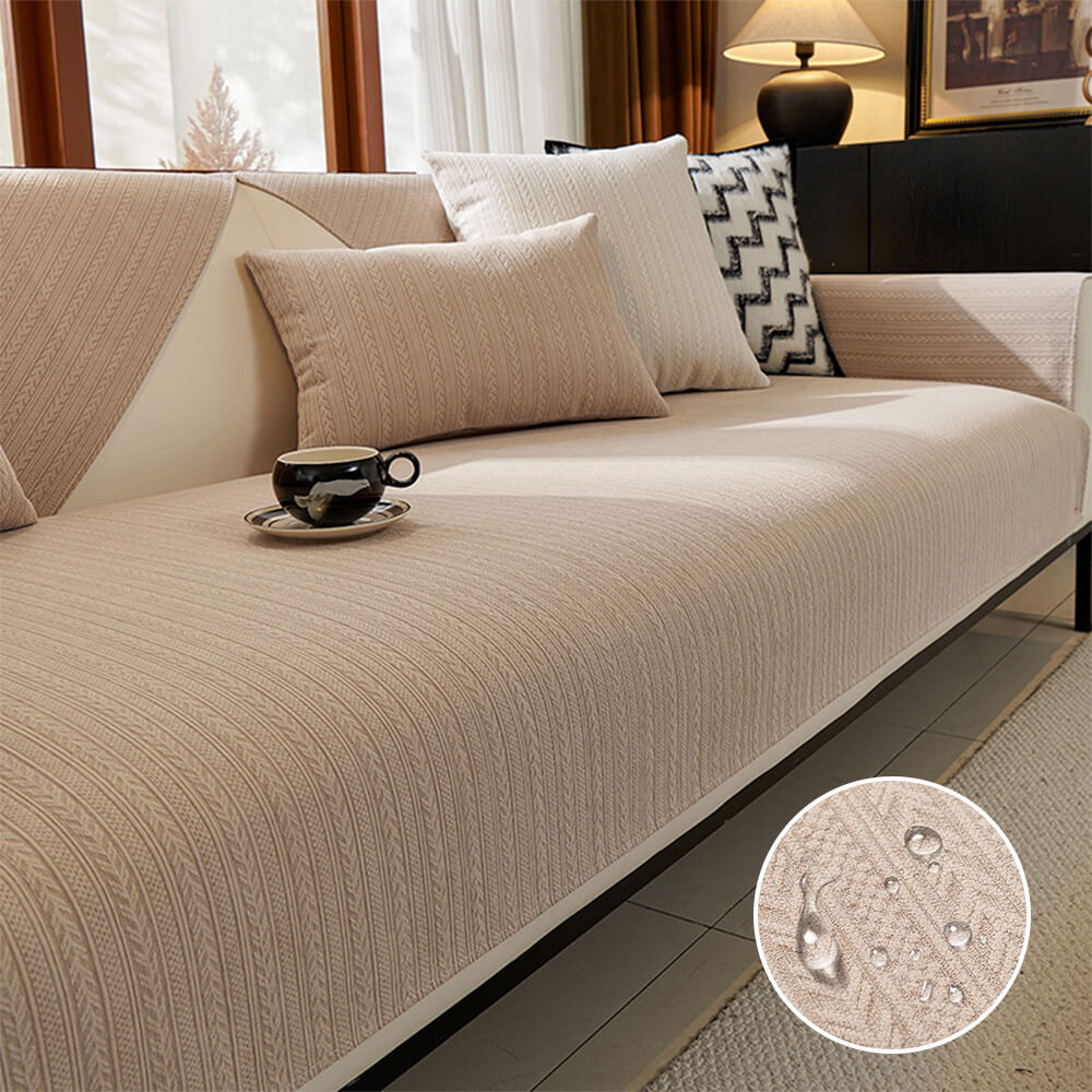 Copertura per divano in chenille a strisce di grano impermeabile minimalista