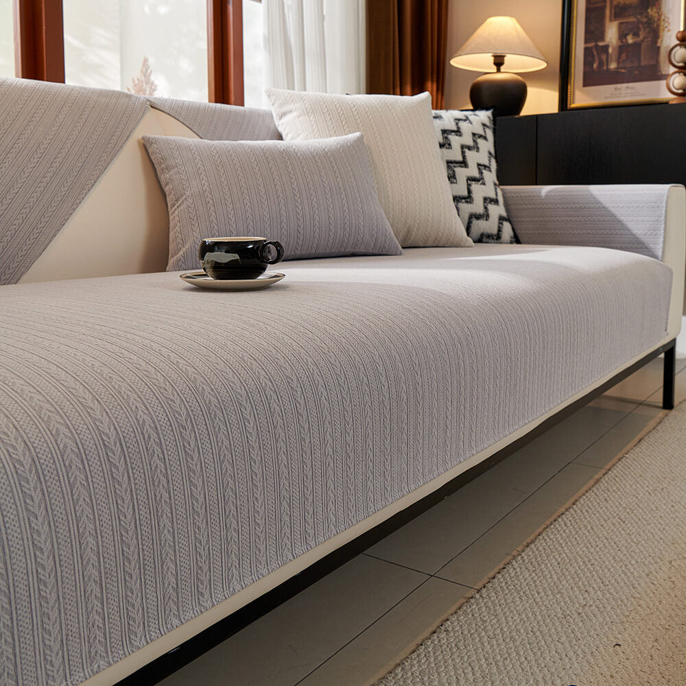Copertura per divano in chenille a strisce di grano impermeabile minimalista