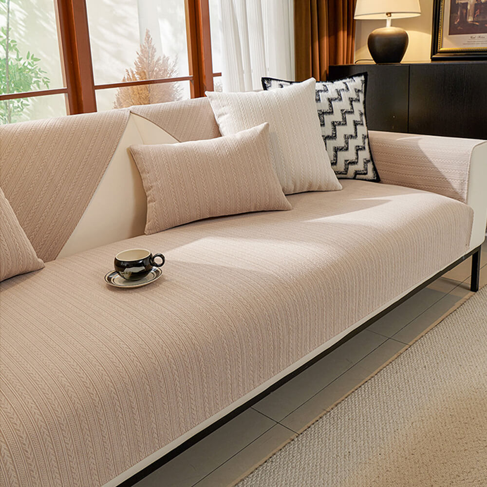 Copertura per divano in chenille a strisce di grano impermeabile minimalista