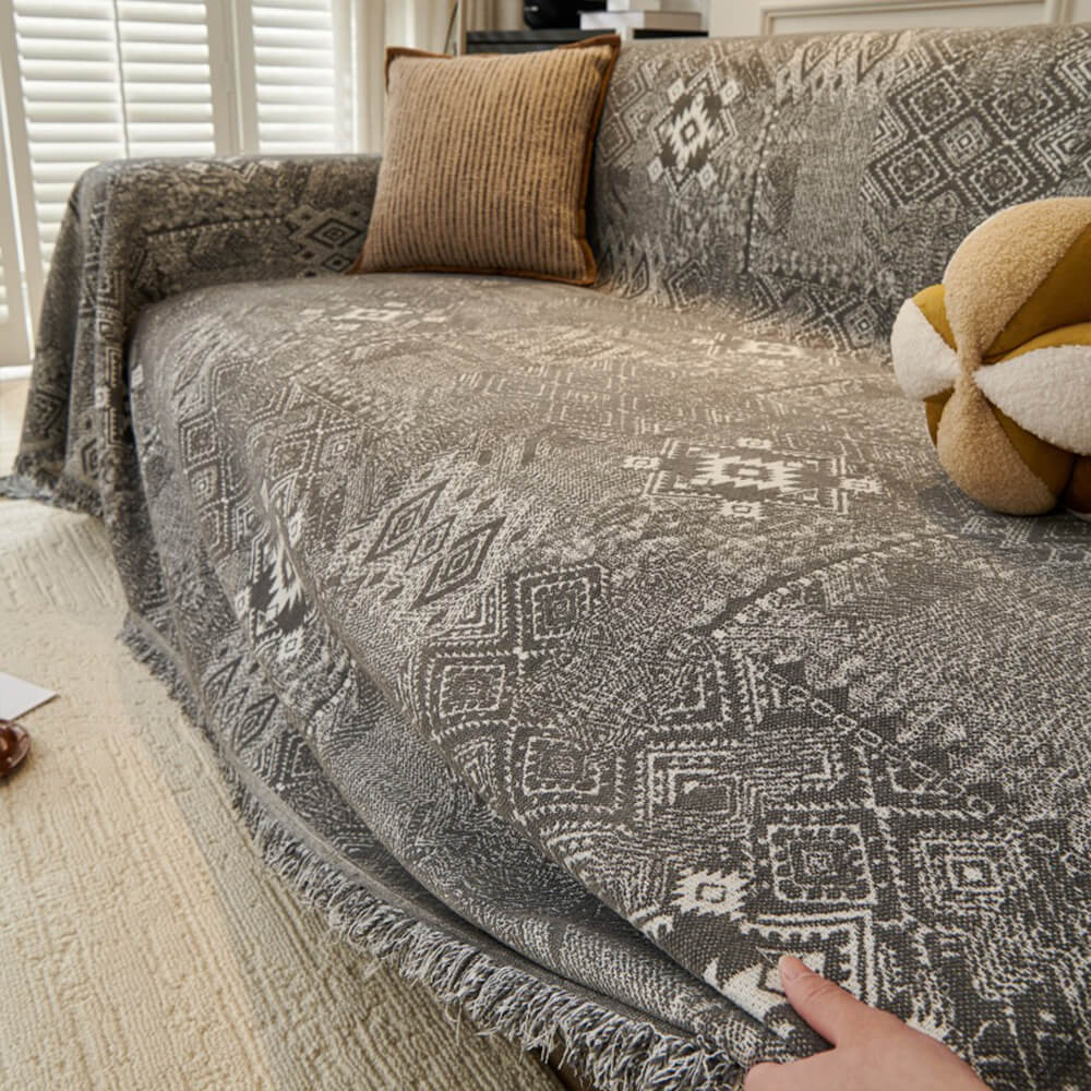 Copertura per divano reversibile in chenille con motivo marocchino, resistente ai graffi di gatto.