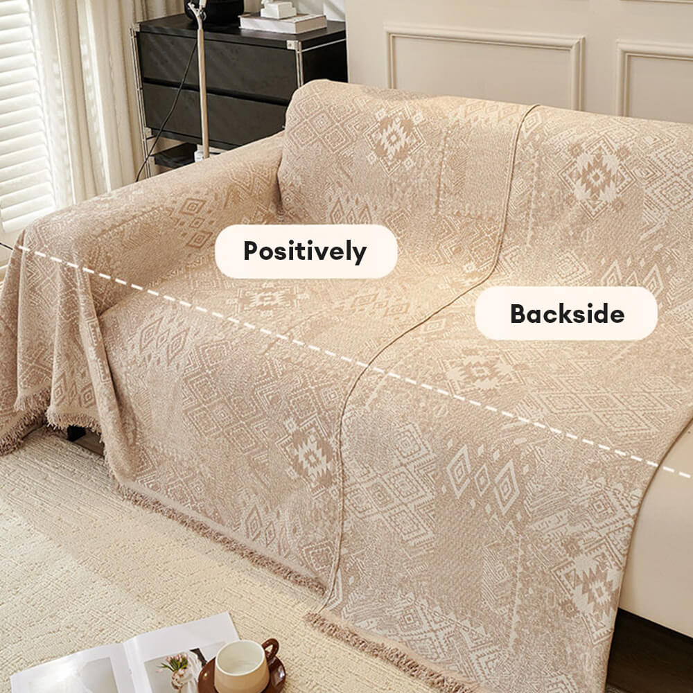 Copertura per divano reversibile in chenille con motivo marocchino, resistente ai graffi di gatto.