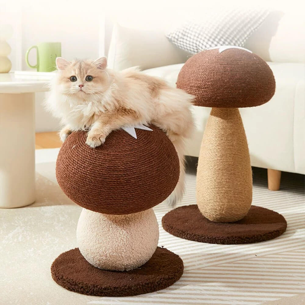 Mushroom-Shaped Natural Sisal Scratching Post for Large Cats