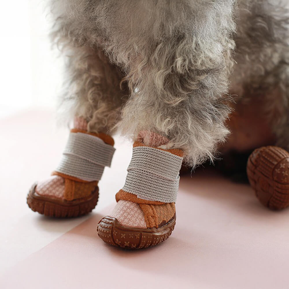 Mit Plüsch gefütterte, wasserdichte, langlebige und rutschfeste Hundestiefel mit Klettverschluss