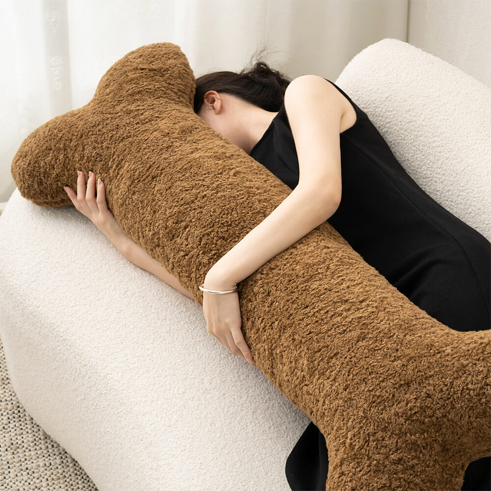 Cuscino decorativo morbido e accogliente a forma di osso per divano in peluche