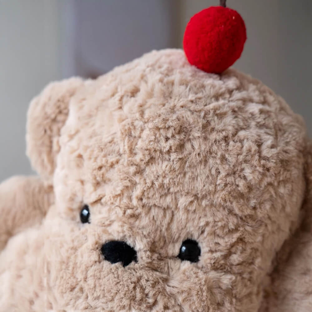Cuscino lungo per divano accogliente in peluche a forma di ciliegia per cani.