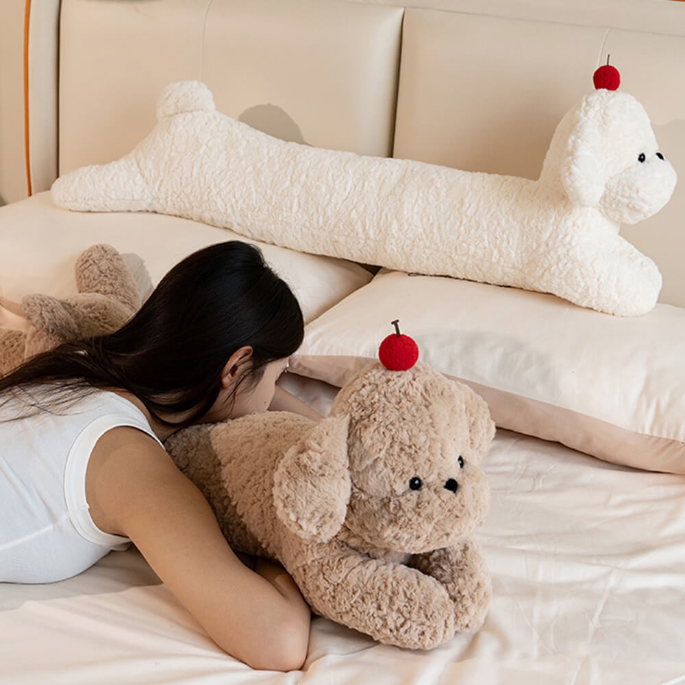 Cuscino lungo per divano accogliente in peluche a forma di ciliegia per cani.