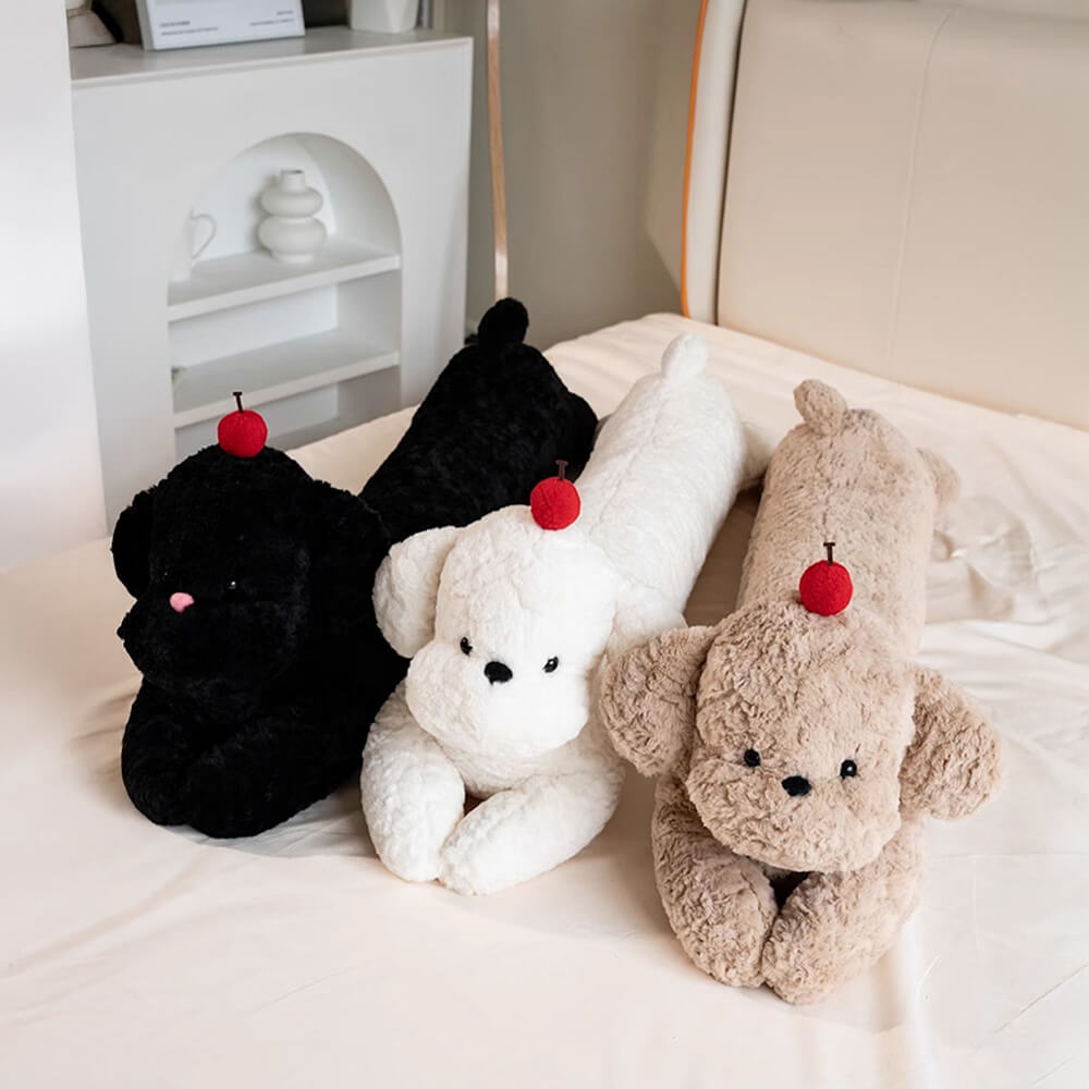 Cuscino lungo per divano accogliente in peluche a forma di ciliegia per cani.