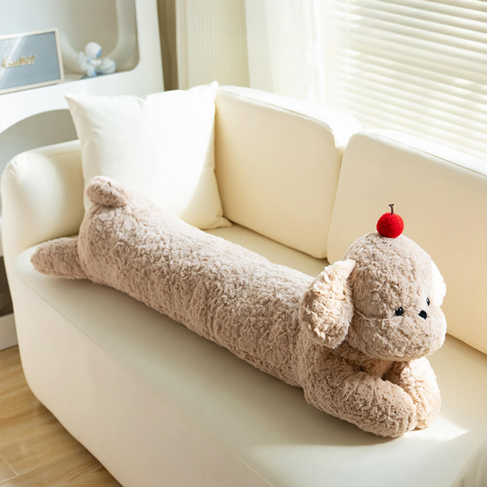 Cuscino lungo per divano accogliente in peluche a forma di ciliegia per cani.
