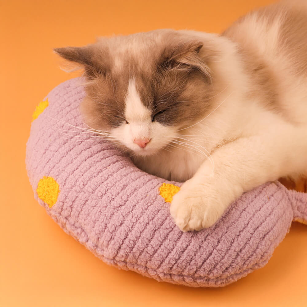 Oreiller douillet en peluche polaire à pois pour chat et petit chien