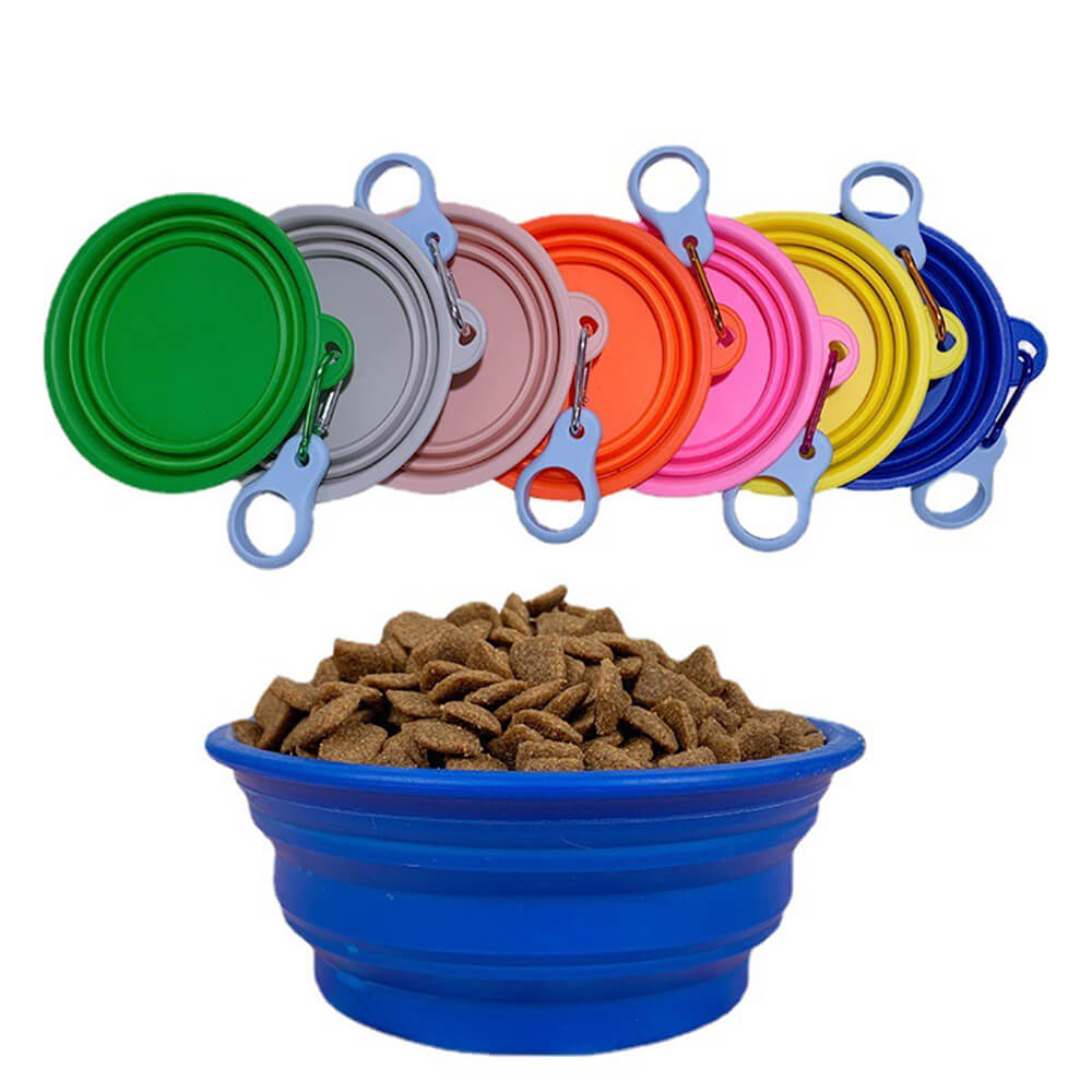 Ciotola per cibo e acqua per cani in silicone portatile, pieghevole ed espandibile