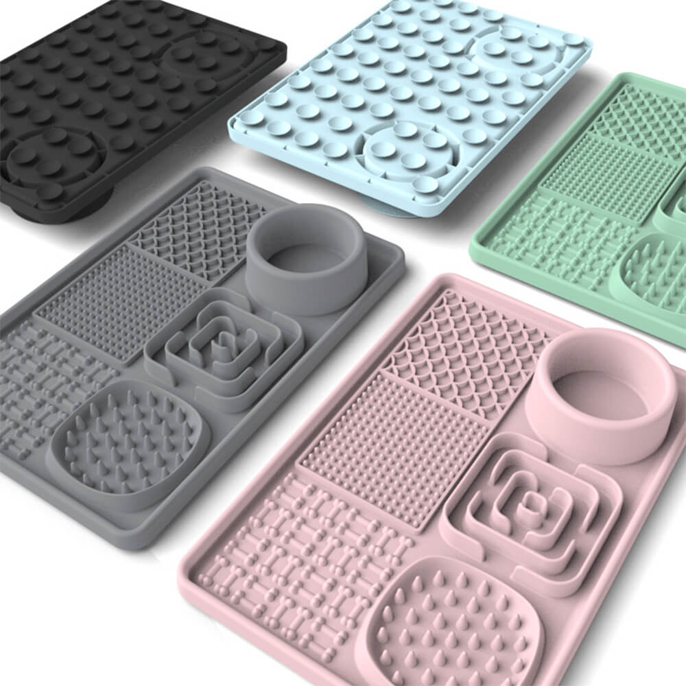 Tappetino in silicone rettangolare grande con ventosa per alimentazione lenta per cani