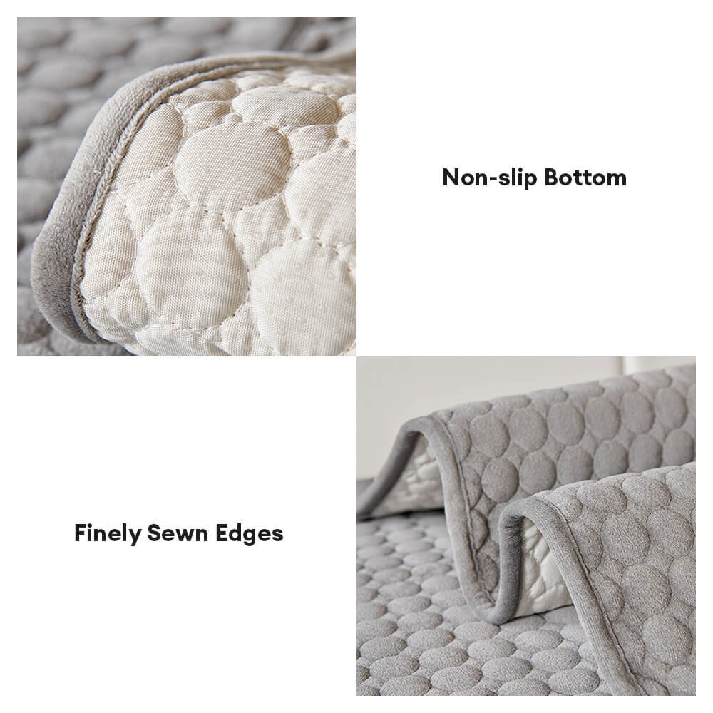 Copertura per divano rotonda in suede trapuntato, assorbente di umidità, traspirante e antiscivolo.