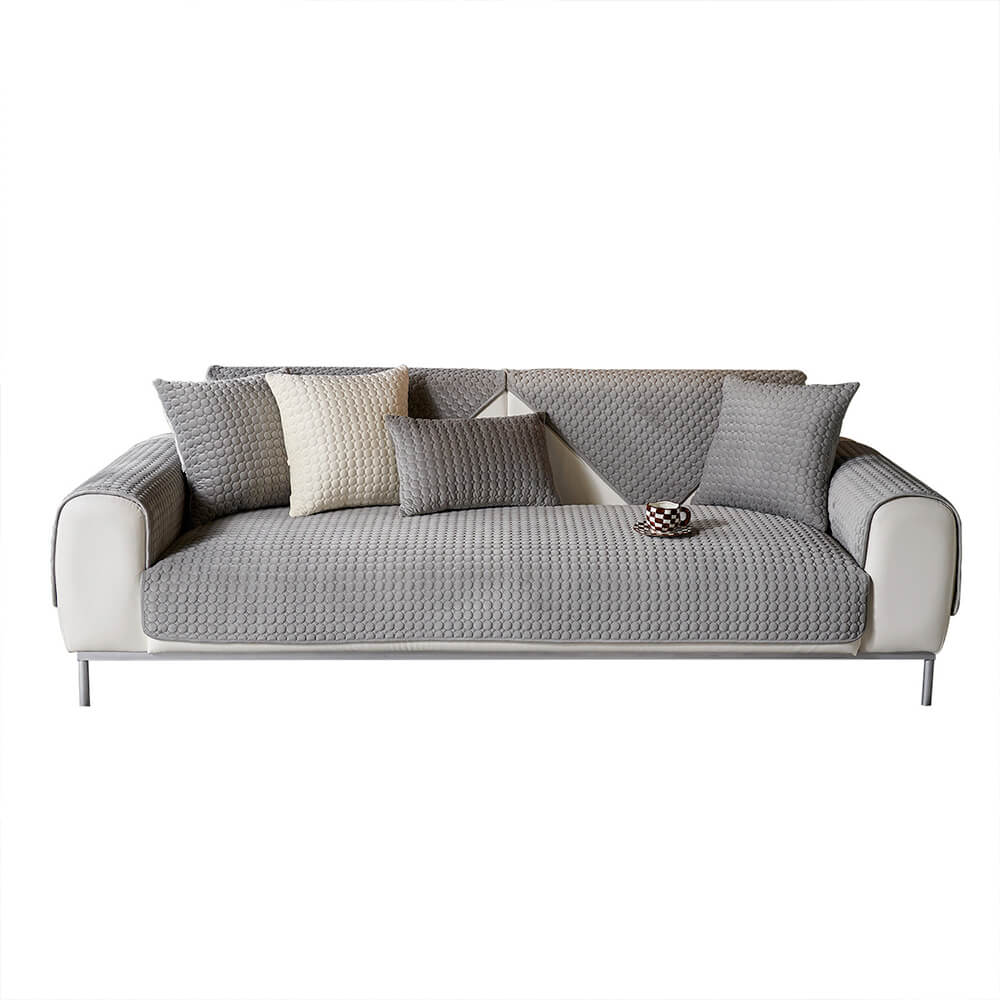 Copertura per divano rotonda in suede trapuntato, assorbente di umidità, traspirante e antiscivolo.