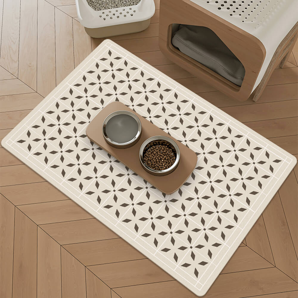 Tappetino assorbente per alimentazione di animali domestici con supporto in diatomite geometrica semplice