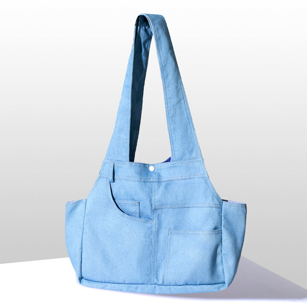 Borsa di sicurezza per cani e gatti con tasche spaziose e resistenti in denim