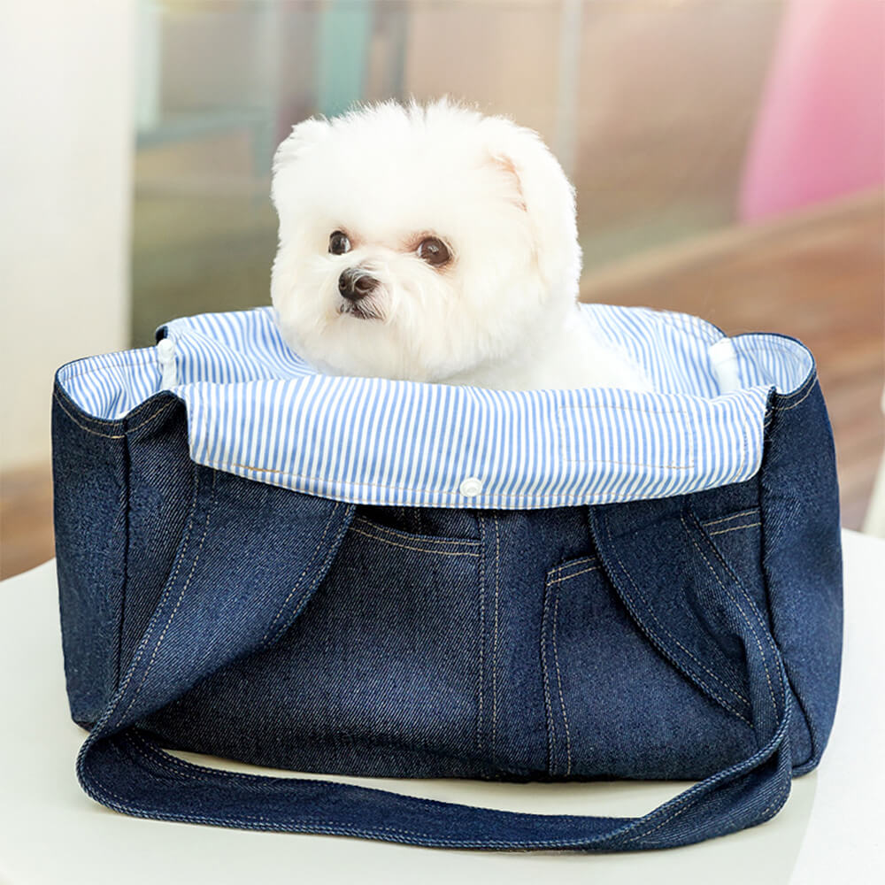 Borsa di sicurezza per cani e gatti con tasche spaziose e resistenti in denim