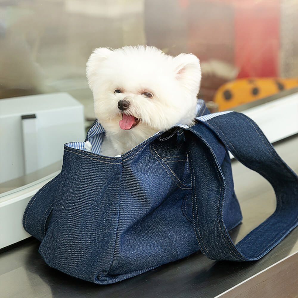 Borsa di sicurezza per cani e gatti con tasche spaziose e resistenti in denim