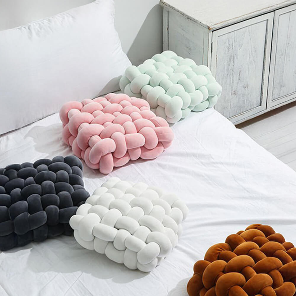 Cuscino decorativo quadrato in tessuto intrecciato morbido