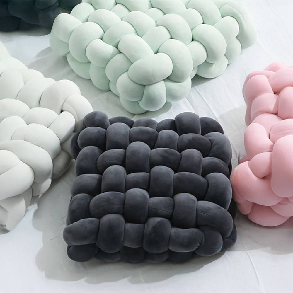 Cuscino decorativo quadrato in tessuto intrecciato morbido
