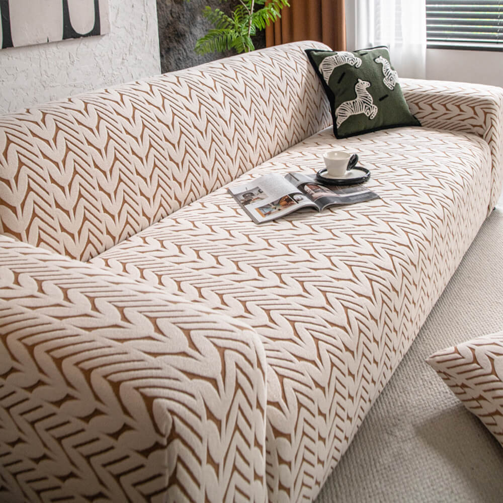 Textured Wheat Ear Pattern Jacquard Fleece Magic Couch Cover