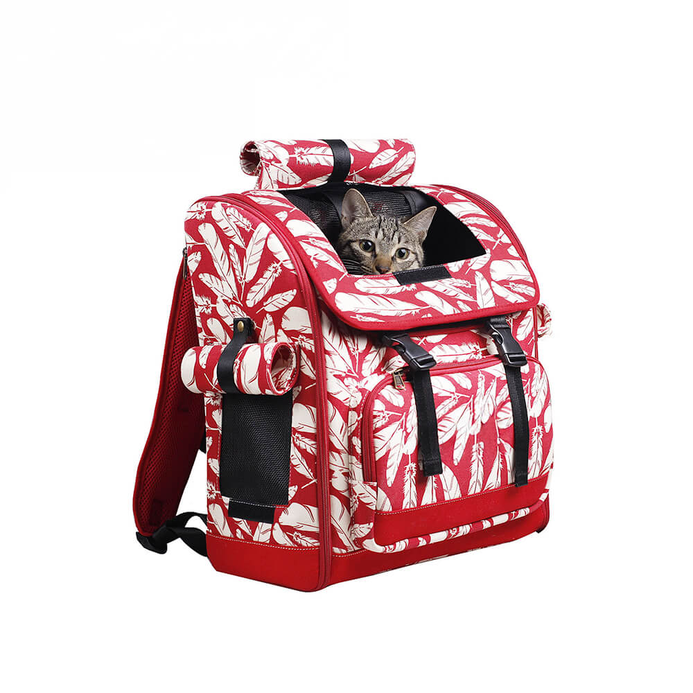 Zaino per gatti da viaggio portatile e comodo con stampa hawaiana alla moda