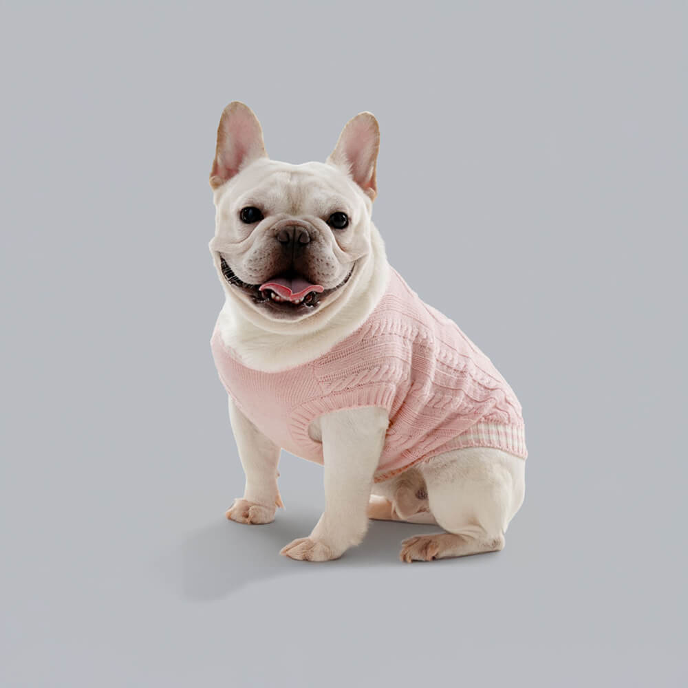 Maglione caldo per cani e gatti elasticizzato in maglia a rombi con scollo a V alla moda