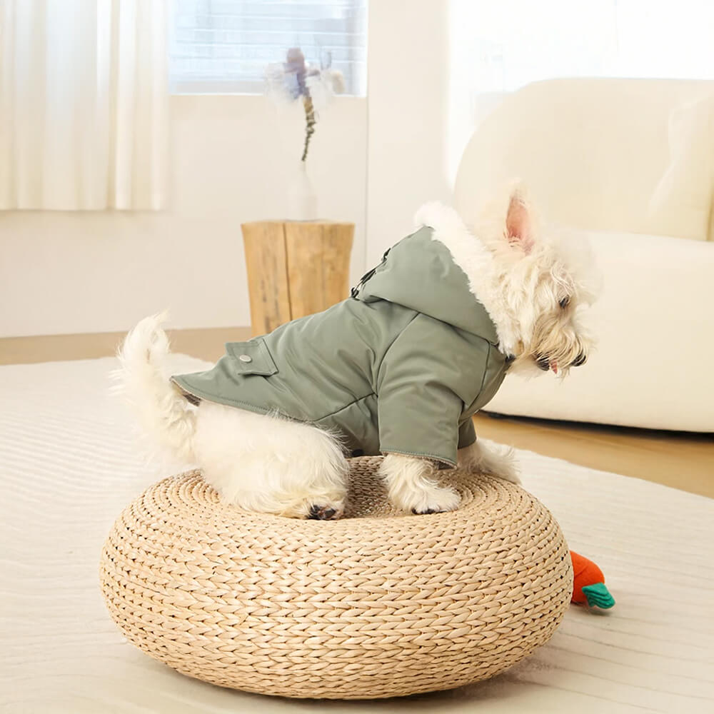 Ultra-Warm Faux Fur Lining Windproof Hooded Dog Coat