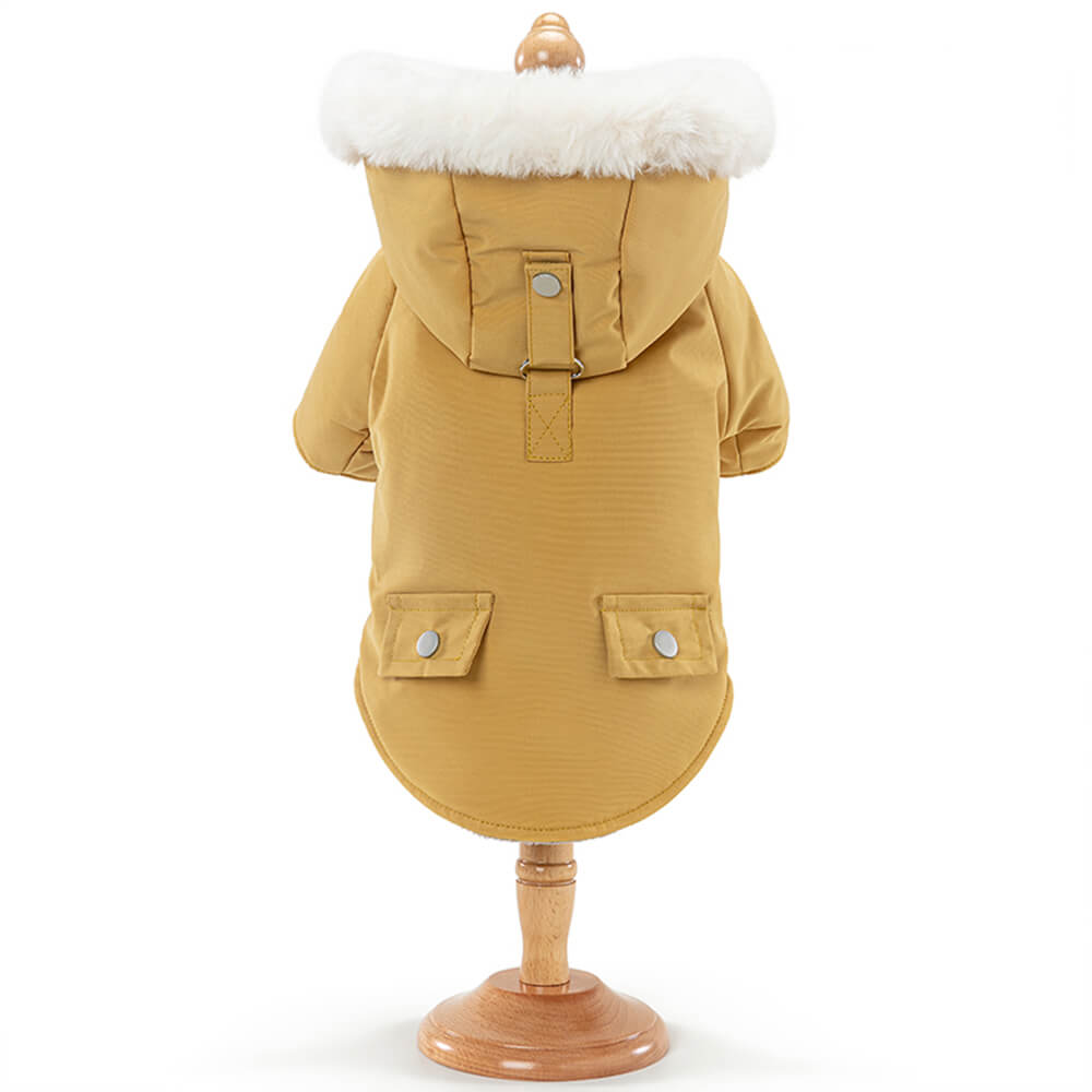 Ultra-Warm Faux Fur Lining Windproof Hooded Dog Coat