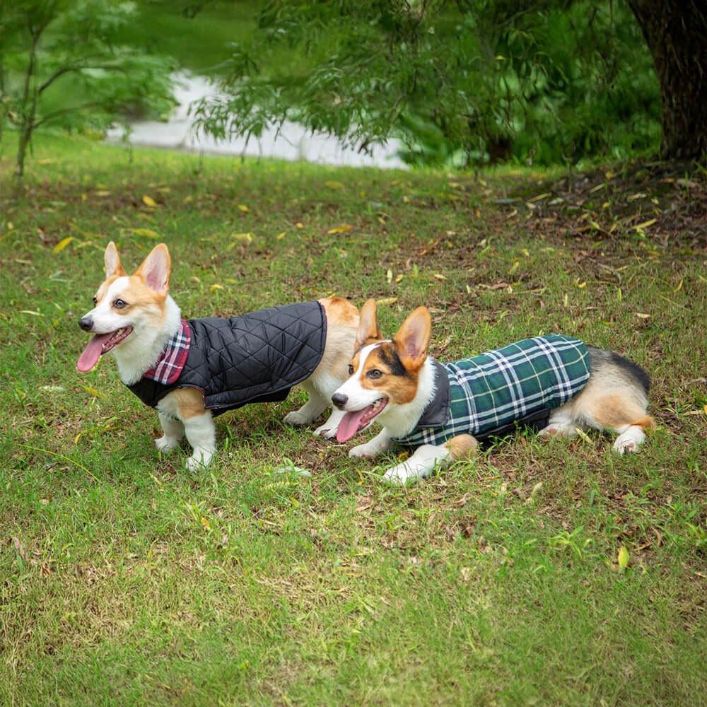 Veste pour chien à col roulé à carreaux ultra-chaud avec velcro doux pour la peau