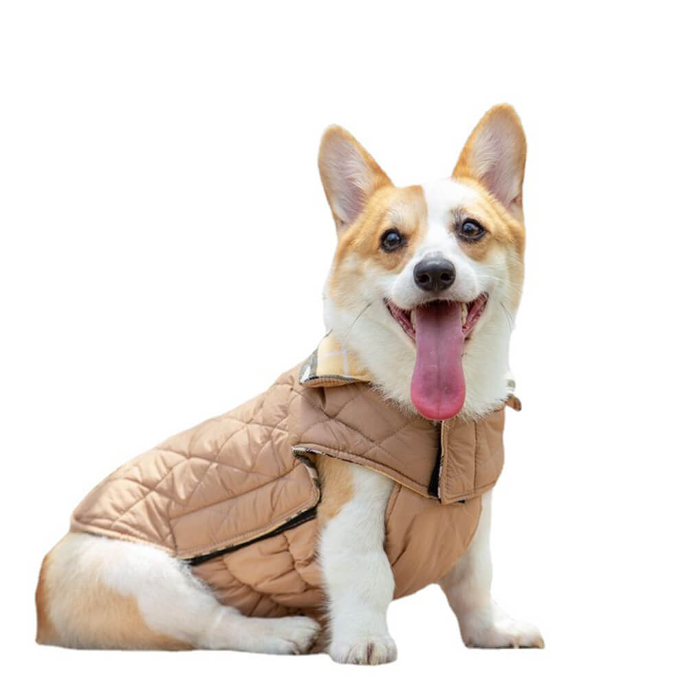 Veste pour chien à col roulé à carreaux ultra-chaud avec velcro doux pour la peau