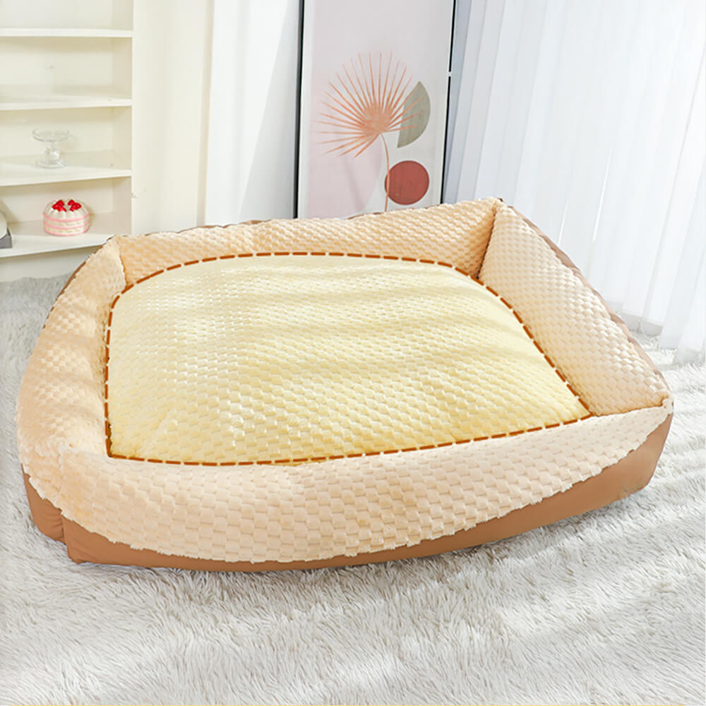 Vintage Cozy High-Wall Plush Warm Orthopedic Dog Cat Bed