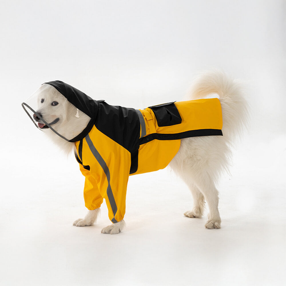 Imperméable réfléchissant imperméable à capuche pour chien, ajustement réglable, bord Transparent