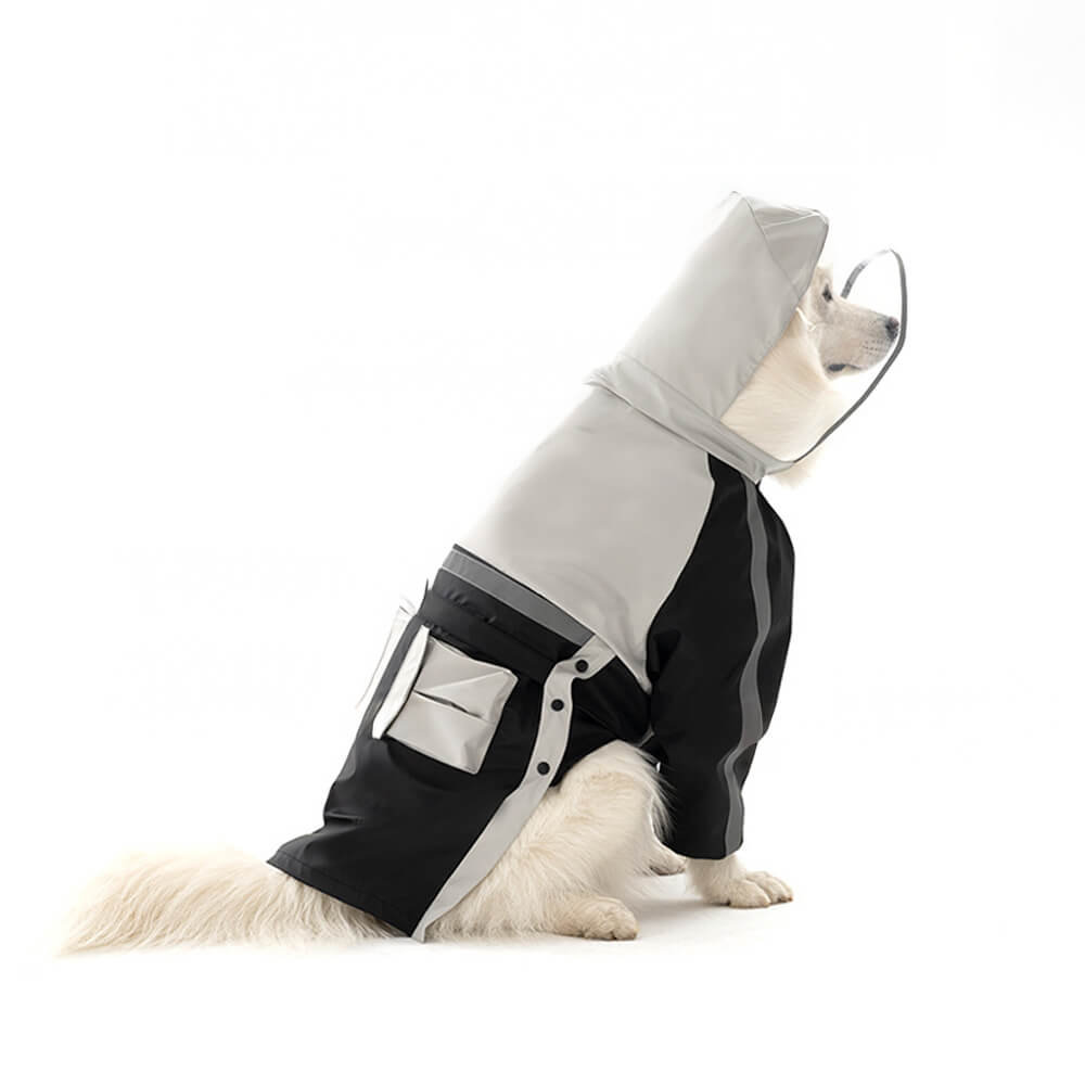 Imperméable réfléchissant imperméable à capuche pour chien, ajustement réglable, bord Transparent