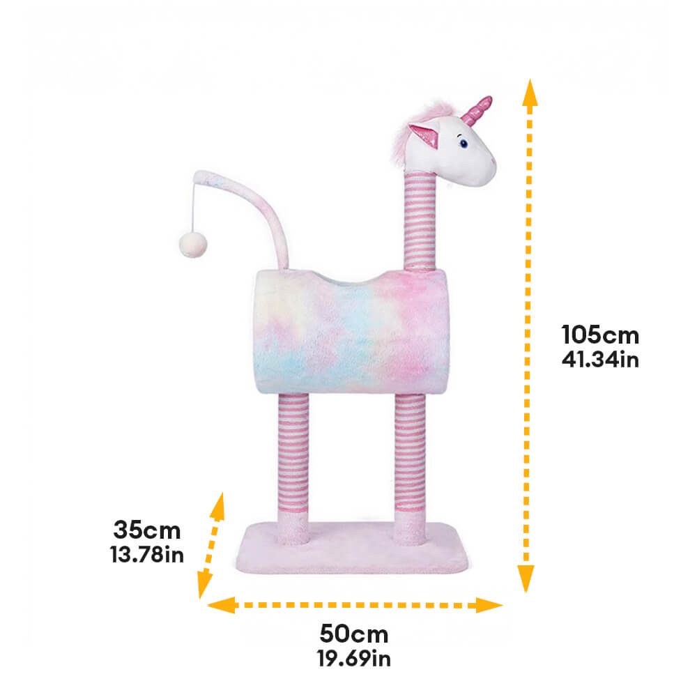 Whimsical Unicorn Multi-Functional Cat House and Scratching Tower Cat Tree