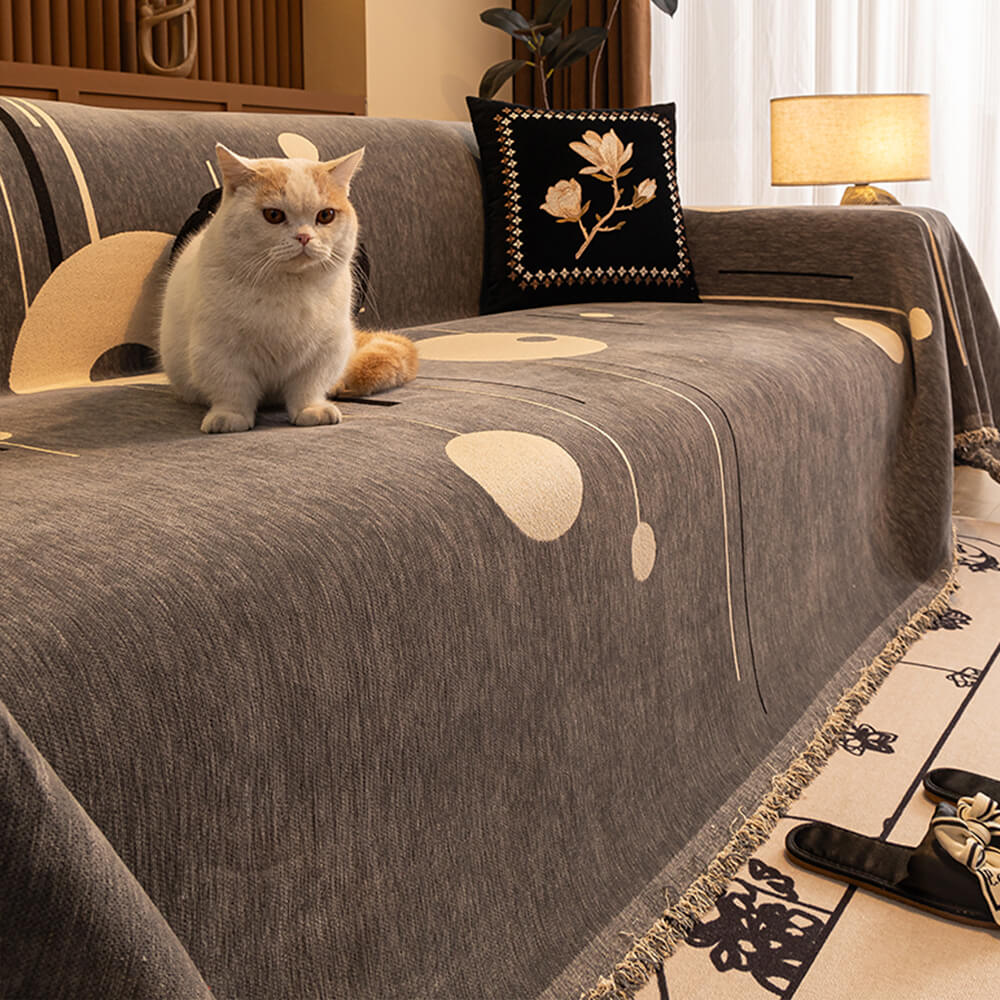 Copriletto per divano in chenille stile Modern Planet Cup, adatto per gatti.