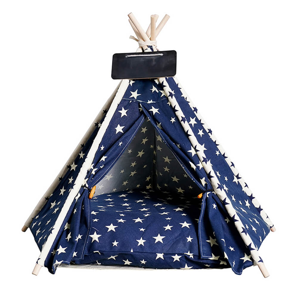 Tenda per animali domestici a forma di teepee leggera, traspirante e removibile a cinque punte.