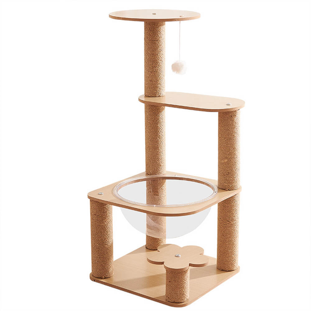 Albero per gatti a cinque livelli con capsula spaziale e pali graffianti resistenti all'usura