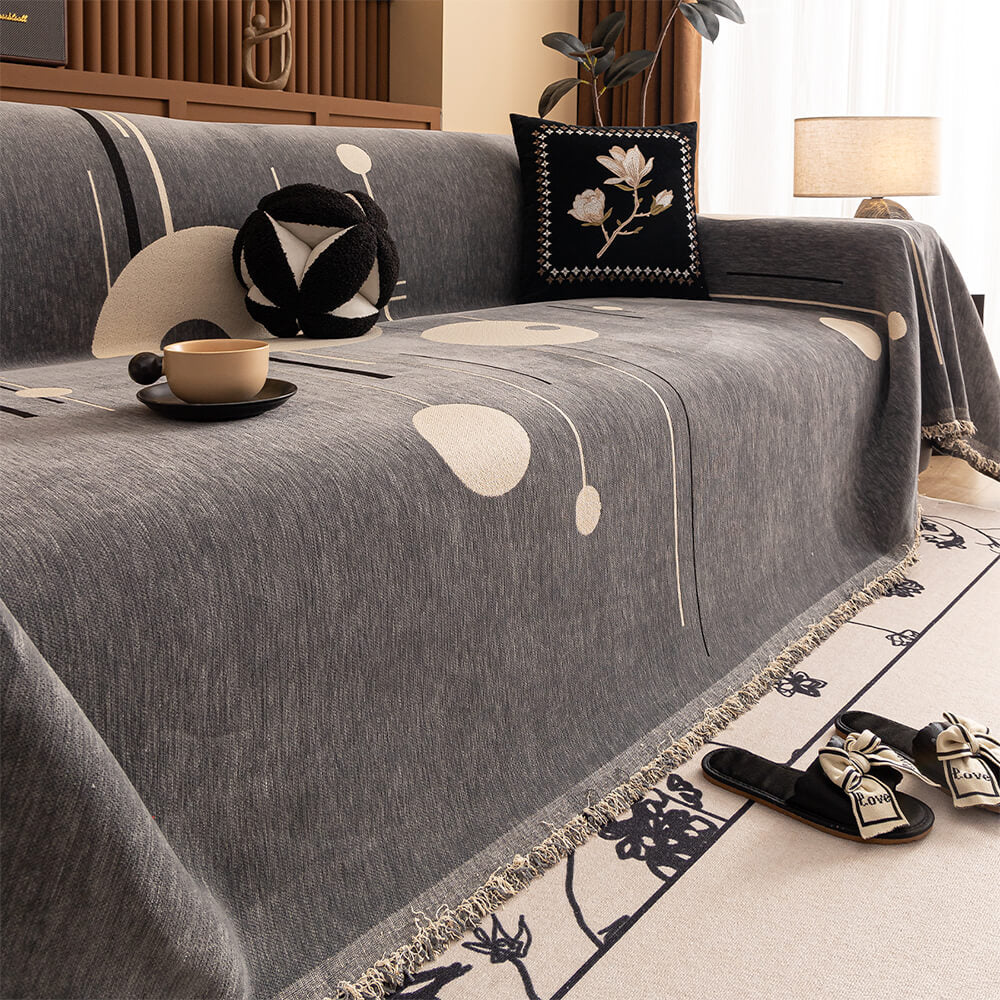 Copriletto per divano in chenille stile Modern Planet Cup, adatto per gatti.