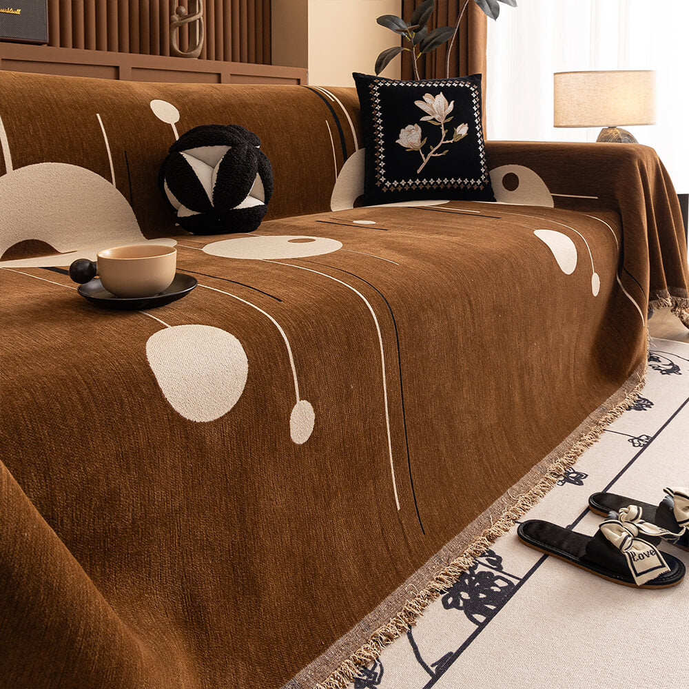 Copriletto per divano in chenille stile Modern Planet Cup, adatto per gatti.