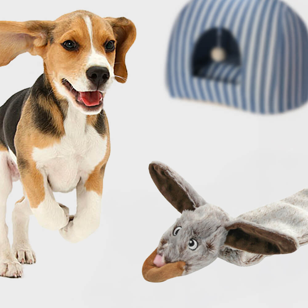 Giocattolo per cani interattivo in peluche, resistente, con fischietto e da masticare