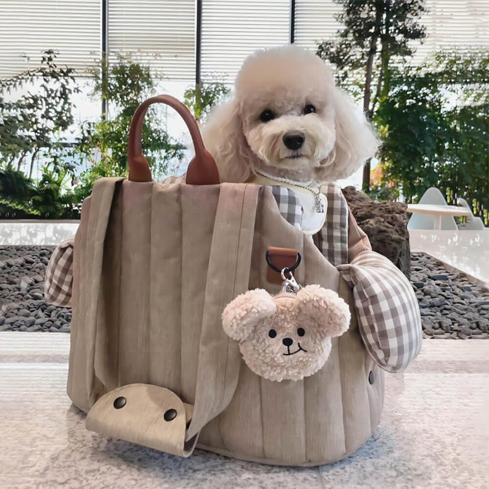 Borsa per il trasporto portatile in gingham, morbida e multiuso per cani e gatti