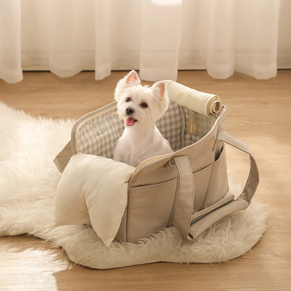 Borsa da viaggio elegante a quadri per cani e gatti