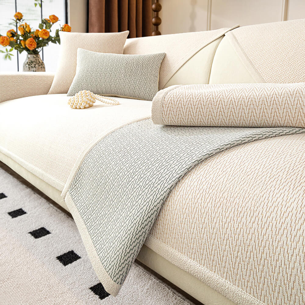 Copertura per divano in tessuto chenille minimalista antiscivolo con design resistente ai graffi dei gatti.