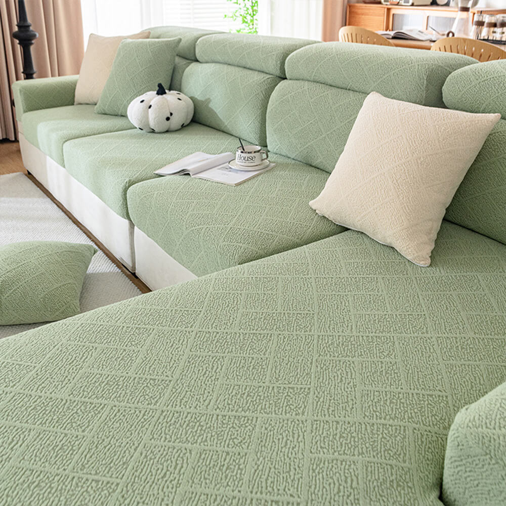 Copertura per divano elastica a pieno copertura in velluto Jacquard a diamond.
