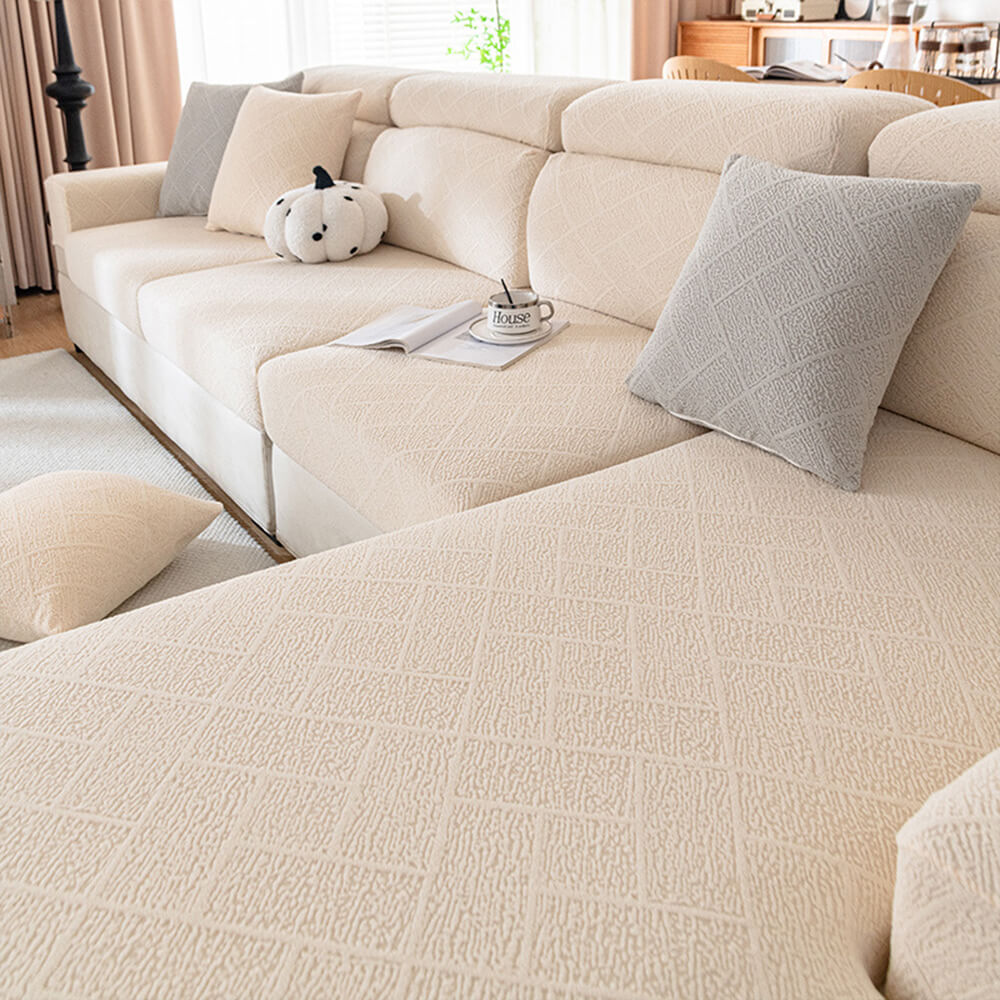 Copertura per divano elastica a pieno copertura in velluto Jacquard a diamond.
